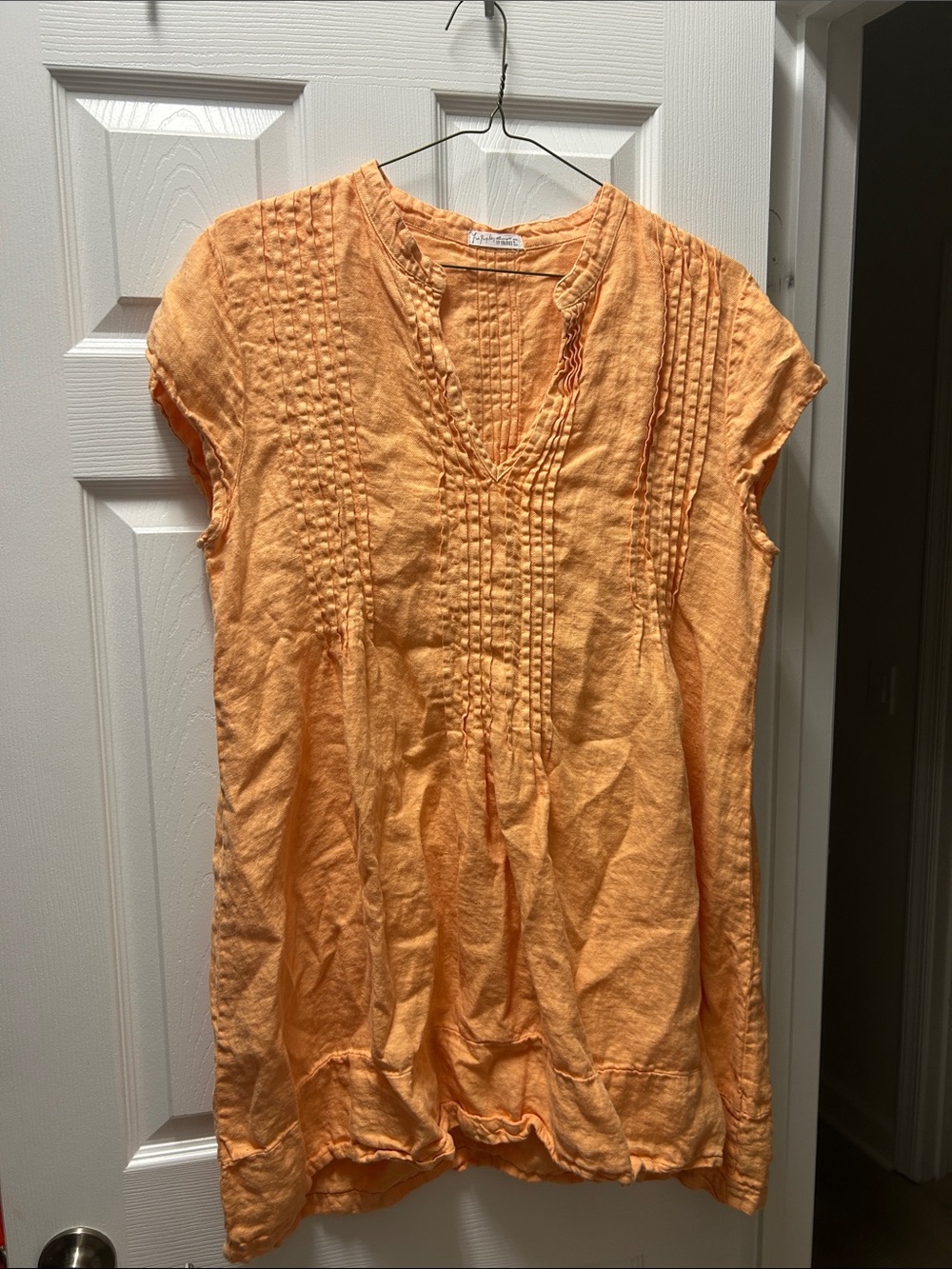 Free People CP Shades Lightweight Orange Pintuck V-Neck Women's Dress